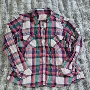 Sonoma 🖤  Life + Style Plaid Cotton Shirt (428)